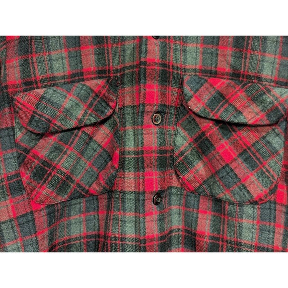 Vintage 1960's Pendleton Plaid Long Sleeve Button Up Wool Board Shirt Small - Picture 4 of 13